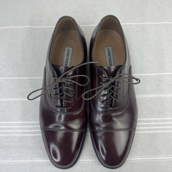 Men’s Johnston And Murphy Melton Cap Toe Dress Shoe Burgundy Calfskin Leather 8D main image 13